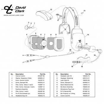 DAVID CLARK PARTS H20-10 HEADPAD 40501G-01