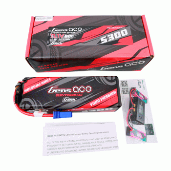 GENS ACE 11.1V 5300MAH 60C 3S HARDCASE G-TECH LIPO 15# EC5 PLUG