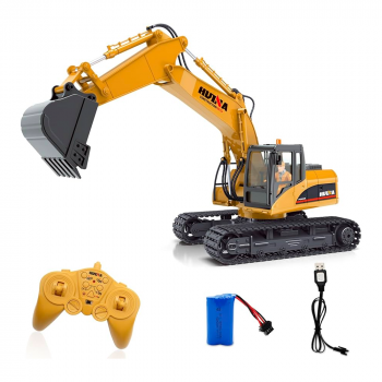 EXCAVATOR HUINA 1/14 RC ESCAVADERA COM ESTEIRA 15CH DIECAST 1535