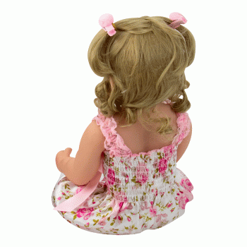 BONECA BABY REBORN V-38 MACACAO ROSA BRILHANTE 55CM (SILICONE)