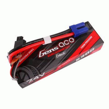 GENS ACE 7.4V 5300MAH 60C 2S G-TECH HARDCASE 24# EC5 PLUG (RC CAR)