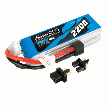 GENS ACE 14.8V 2200MAH 45C 4S EC3 AND DEANS ADAPTER