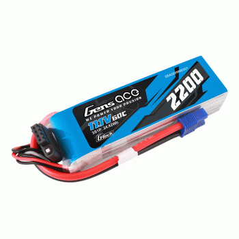 GENS ACE 11.1V 2200MAH 60C 3S G-TECH LIPO EC3 PLUG