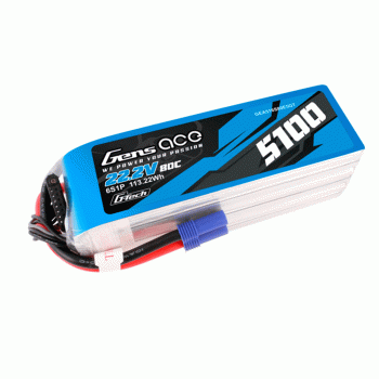 GENS ACE 22.2V 5100MAH 80C 6S LIPO G-TECH EC5 PLUG