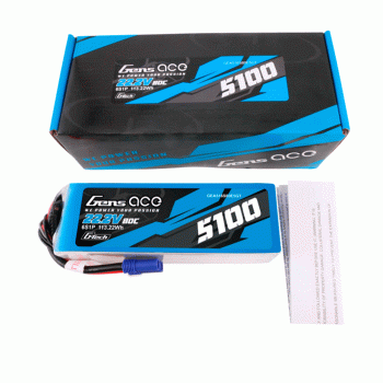 GENS ACE 22.2V 5100MAH 80C 6S LIPO G-TECH EC5 PLUG