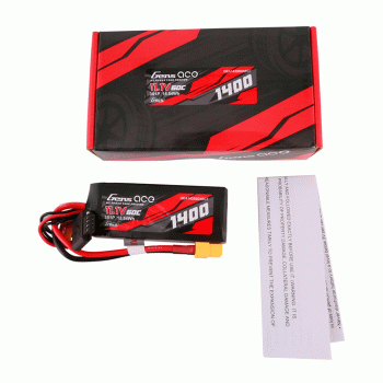 GENS ACE 11.1V 1400MA 60C 3S G-TECH LIPO XT60 PLUG