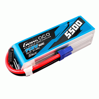 GENS ACE 14.8V 5500MAH 60C 4S G-TECH LIPO EC5 PLUG