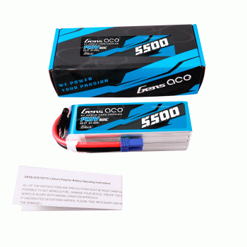 GENS ACE 14.8V 5500MAH 60C 4S G-TECH LIPO EC5 PLUG