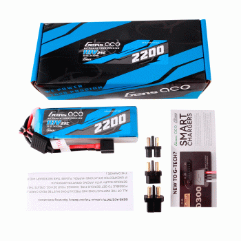 GENS ACE 11.1V 2200MAH 25C 3S G-TECH LIPO XT60 PLUG ADAPTER EC3/DEANS