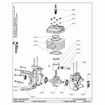 VITTORAZI ATOM80 CRANKSHAFT WITH PUSH ROD & FLYWHEEL NUT AT001